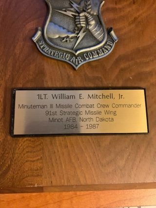 United States Air Force Strategic Air Command Crest Plaque Minot AFB Commander 3