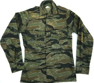 Vintage Tiger Stripe Shirt Us Army Special Forces Jungle Camo Utility Vietnam