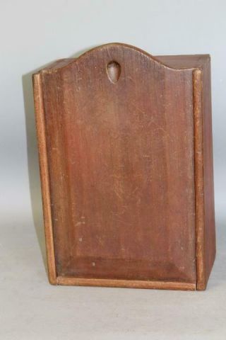 RARE 18TH C PA SLIDING LID CANDLE BOX IN RED PAINT WITH A TOMBSTONE LID 3