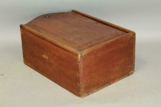 RARE 18TH C PA SLIDING LID CANDLE BOX IN RED PAINT WITH A TOMBSTONE LID 5