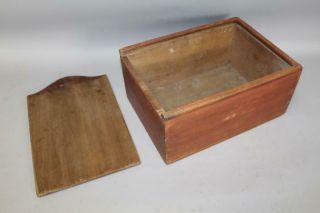 RARE 18TH C PA SLIDING LID CANDLE BOX IN RED PAINT WITH A TOMBSTONE LID 9