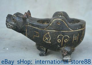 7.  2 " Old China Hongshan Culture Old Jade Dynasty Carving Dragon Beast Jug Jar