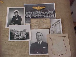 Orig Wwii /post Wwii Photos / Wings / Card / Sqdn Patch Decal From Usn Ace Pilot