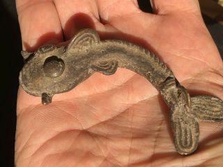 Rare Antique African Bronze Ashanti Gold Weight Exotic Cat Fish