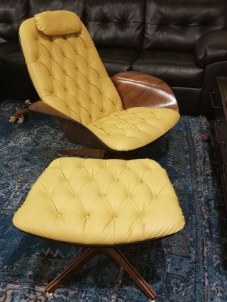 1963 Mr.  Chair & Ottoman By George Mulhauser In Mustard Yellow