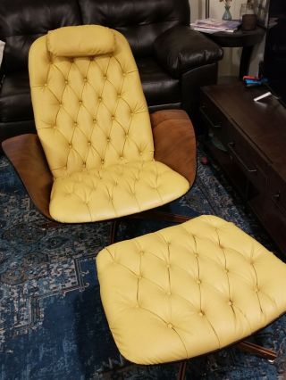1963 Mr.  Chair & Ottoman by George Mulhauser in Mustard Yellow 5
