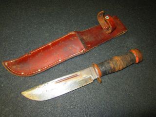 Vintage Cattaraugus 2250 Knife With Sheath World War Ii Wwii Lh