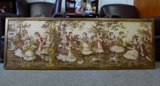 Huge Framed French Tapestry Years Old Antique Vintage Stitched Embroidery 152cm