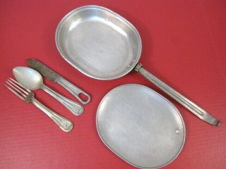 Wwi Era Us Army Or Usmc M1910 Mess Kit W/knife,  Spoon & Fork - Marked Us 1917 1