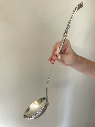 Antique Mid 18th C English Hallmarked Sterling Silver Serving Ladle 15”,  13oz