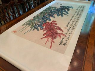 A Large Chinese 20th C Scroll Painting on Paper,  Artist signed. 3