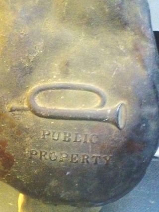 Antique Black Powder Flask Public Property Bugle Pre Civil War Military 1820’s 6