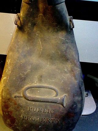 Antique Black Powder Flask Public Property Bugle Pre Civil War Military 1820’s 7