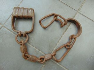 Antique 18th / 19th Century Wrought Iron Prisoner Leg Irons Shackles