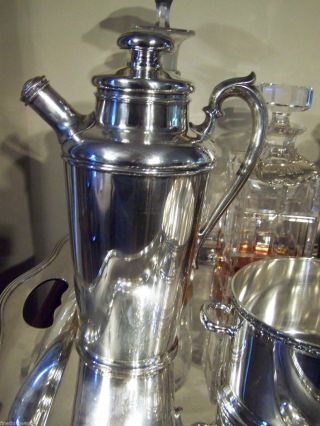 Lrg STUNNING ART DECO ERA INTERNATIONAL SILVER COCKTAIL SHAKER PITCHER TOP NOTCH 3