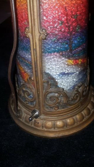 Antique Pittsburgh Reverse Painted Lighted Base Table Lamp w/landscape scene 5