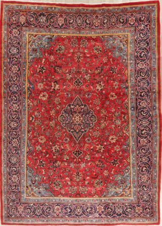 Vintage Sarouk Persian Oriental Area Rug Scarlet Hand - Knotted Wool Carpet 10x13