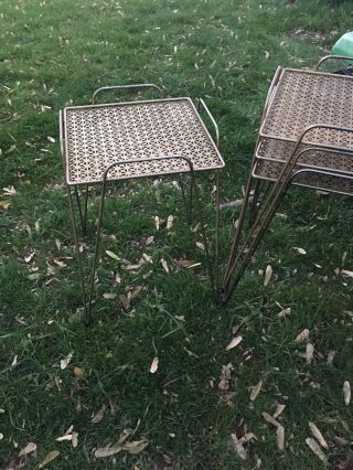 4 Vintage Mid Century Danish Modern Atomic Retro Hairpin Plant Stand End Table