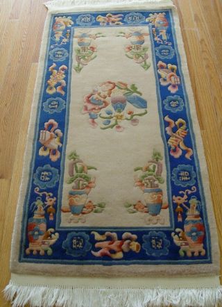 Hand - Knotted Chinese 90 Line Wool Oriental Rug 2 