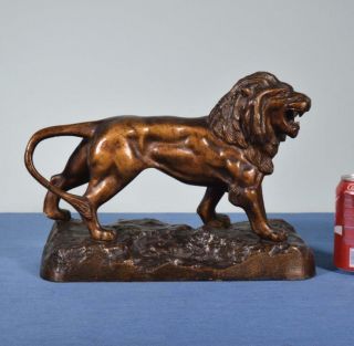 Antique French Bronzed Spelter Of A Lion Sculpture