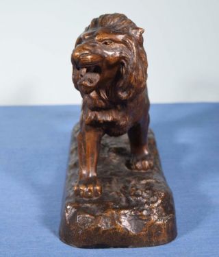 Antique French Bronzed Spelter of a Lion Sculpture 3