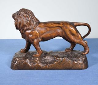 Antique French Bronzed Spelter of a Lion Sculpture 5