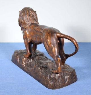 Antique French Bronzed Spelter of a Lion Sculpture 6