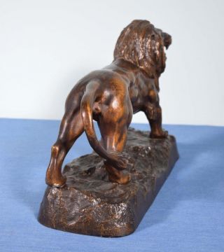 Antique French Bronzed Spelter of a Lion Sculpture 7