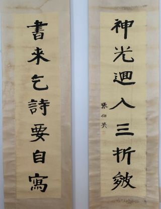 Large Chinese Scroll Painting - 100 Hand Writing Calligraphy 87x20” Each.