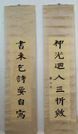 Large Chinese scroll painting - 100 Hand Writing calligraphy 87x20” each. 2