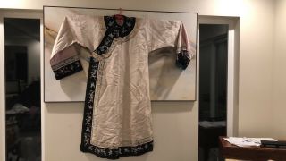 Antique 19 Centchinese Mandarin Silk Embroidered Robe