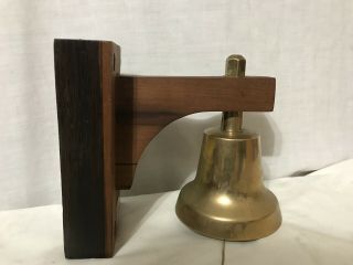 USS Vulcan Brass Deck Bell On A Wood Wall Mount 41 - 78 Navy 2