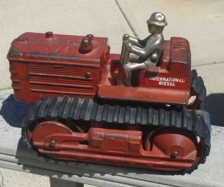 1930s? Arcade Cast Iron " International Diesel - Tractractor " Vehicle W/driver