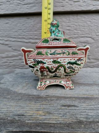 Estate Old House Chinese Porcelain Ming Wucai Glazed Incense Burner Asian China 11