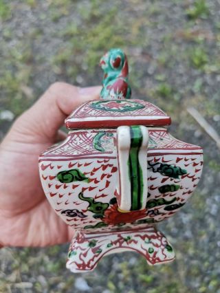 Estate Old House Chinese Porcelain Ming Wucai Glazed Incense Burner Asian China 2