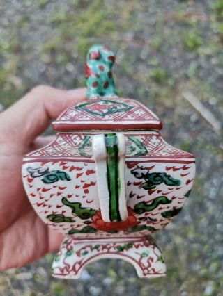 Estate Old House Chinese Porcelain Ming Wucai Glazed Incense Burner Asian China 4