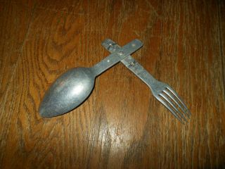 WW2 German Heer Kriegsmarine Luftwaffe Essbesteck - FOLDING SPOON / FORK 2 2