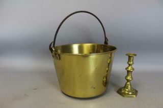 Signed 19th C " E W Hayden Dec 16,  1851 " Brass And Wrought Iron Handle Pail