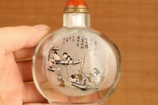 China natural hair crystal Hand inside painting playing snuff bottle gift 10