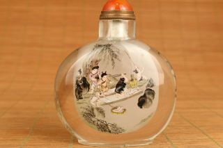China Natural Hair Crystal Hand Inside Painting Playing Snuff Bottle Gift
