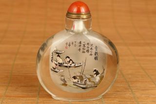 China natural hair crystal Hand inside painting playing snuff bottle gift 4