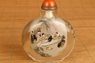 China natural hair crystal Hand inside painting playing snuff bottle gift 7