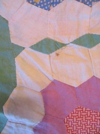 ANTIQUE FLOWER GARDEN QUILT TOP FEED SACKS PURPLES & GREENS FARMHOUSE COTTAGE 6