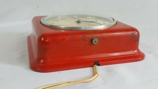 Vintage General Electric Wall Clock 2H08 Square RED Dome Glass Face 3