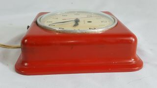 Vintage General Electric Wall Clock 2H08 Square RED Dome Glass Face 4