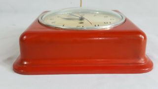 Vintage General Electric Wall Clock 2H08 Square RED Dome Glass Face 5