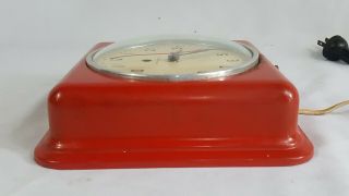 Vintage General Electric Wall Clock 2H08 Square RED Dome Glass Face 6