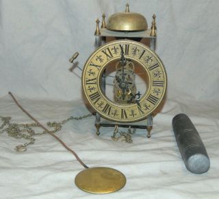 Vintage German Weight Driven Wall Clock W/ Weight & Pendulum Maker Unknown