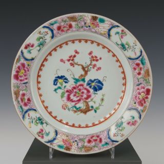 Chinese Famille Rose Porcelain Plate,  Peony,  Qianlong Period,  18th Ct.