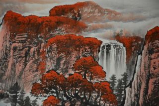 STUNNING LARGE CHINESE PAINTING SIGNED MASTER WEI ZIXI UNFRAMED F9905 5